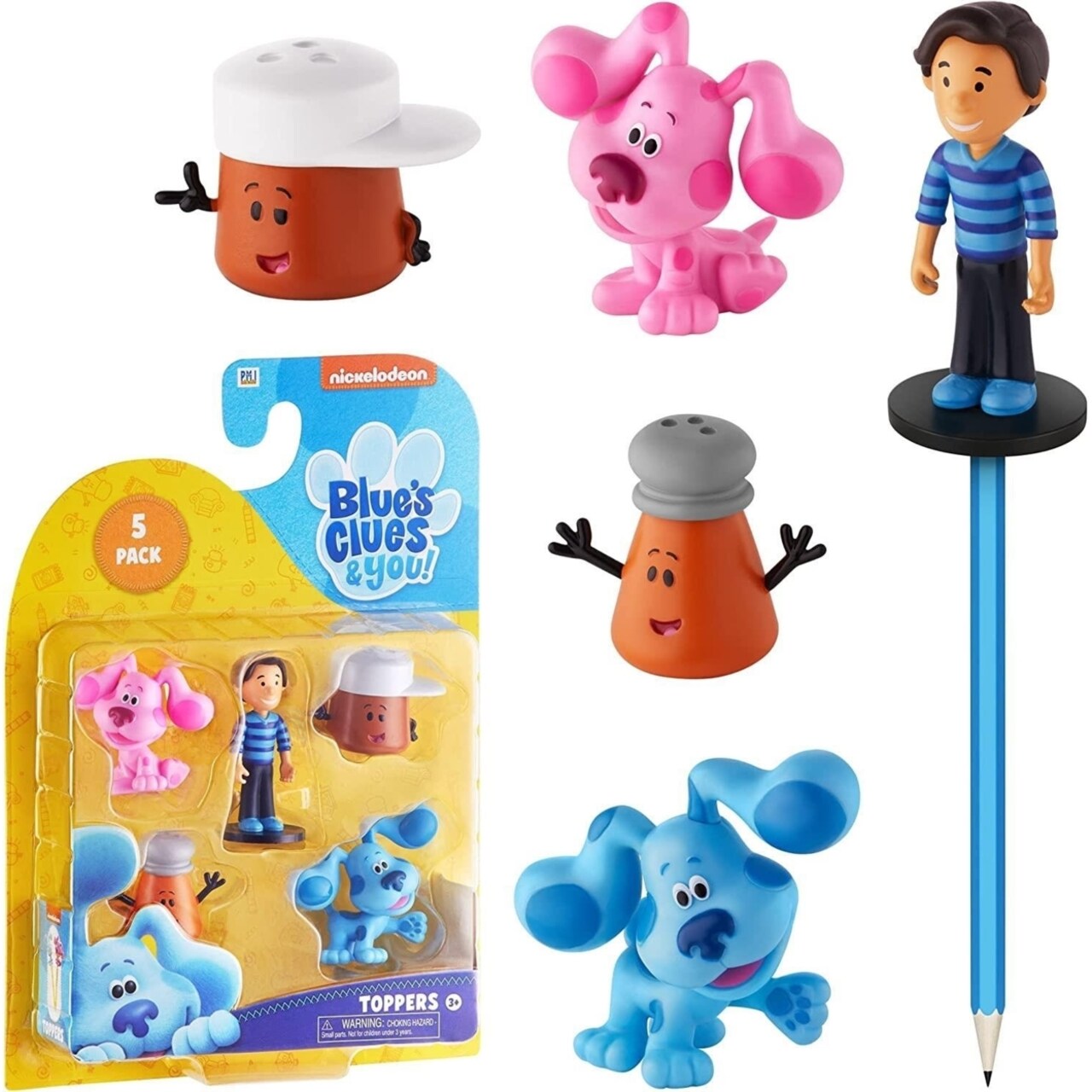 Blues Clues Pencil Toppers 5Pk Magenta Josh Paprika Cinnamon Figures Pmi International
